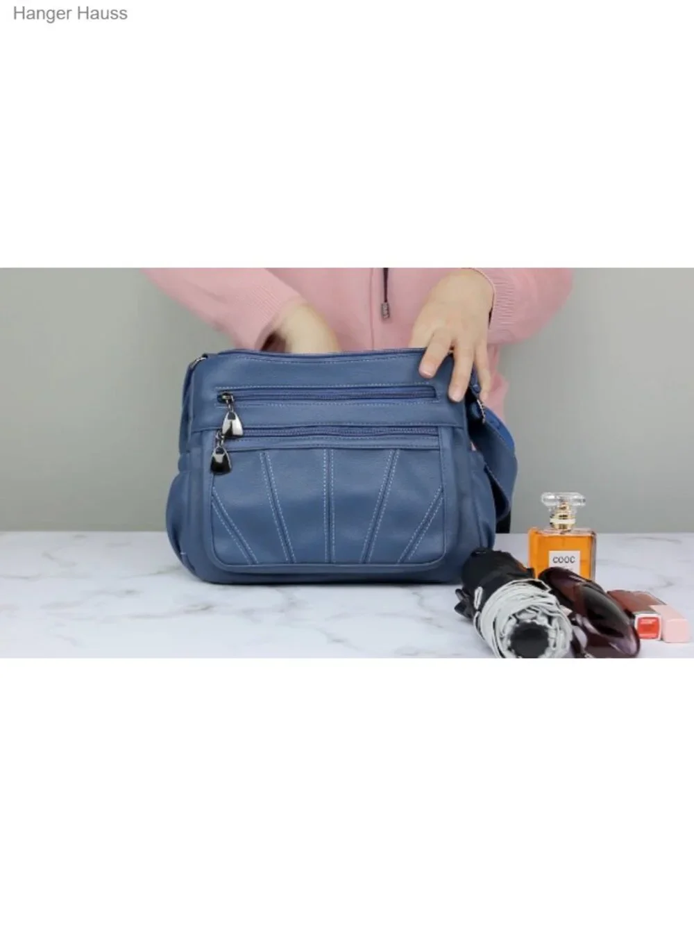 Women's Soft PU Leather Satchel Crossbody Handbag with Multiple Pockets Tote